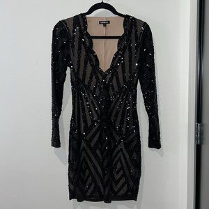 Express Black Sequin Cocktail Dress - Size Small